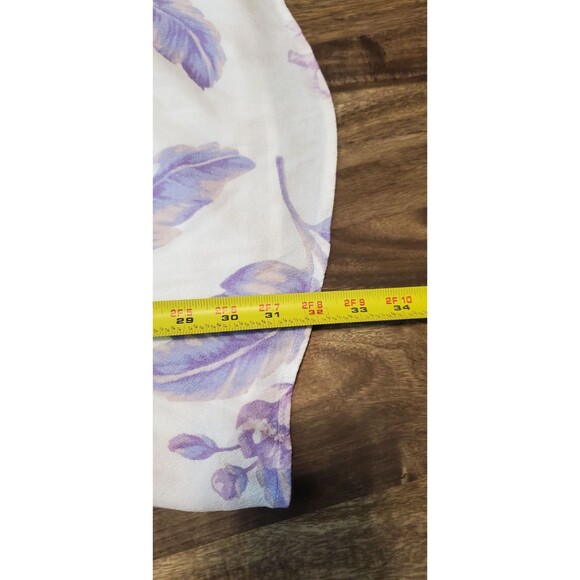 Forever 21 Women's Medium Off-White Purple Floral Dress Tie Front - Picture 9 of 10